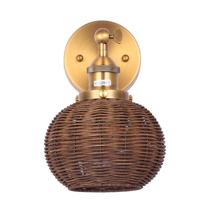 Traditional 1-Light Rattan Wall Sconce