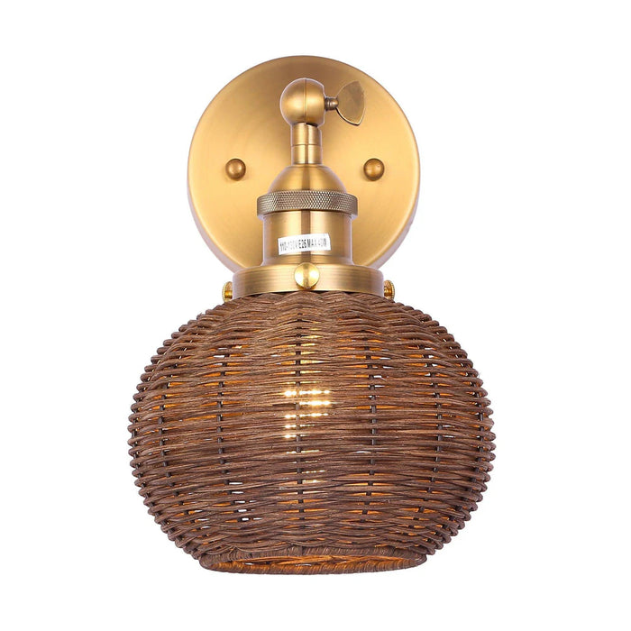 Traditional 1-Light Rattan Wall Sconce