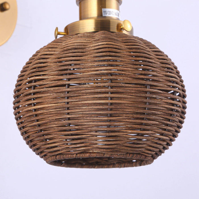 Traditional 1-Light Rattan Wall Sconce