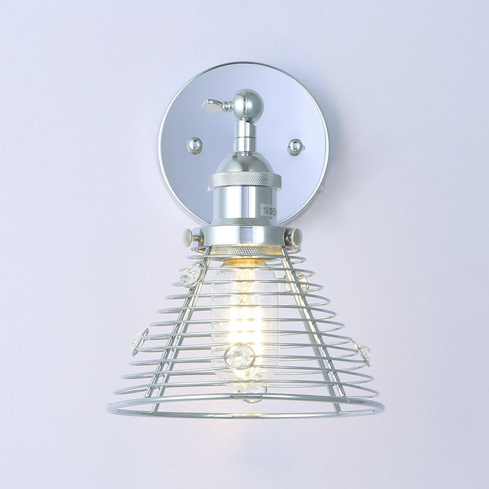 1-Light Modern Silver Wall Scone Light - ParrotUncle