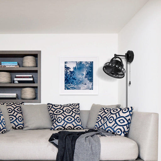 10" Modern Black Small Ceiling Fan with Pull Chain - ParrotUncle