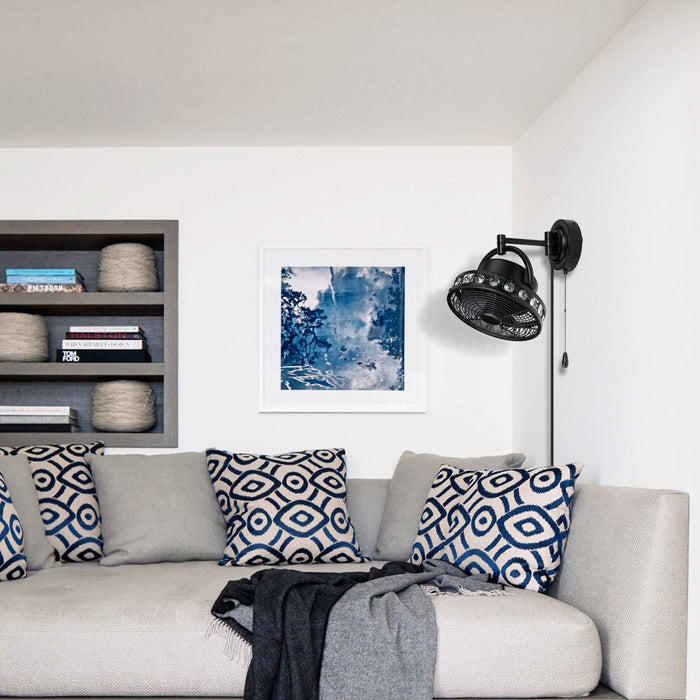 10" Modern Black Small Ceiling Fan with Pull Chain - ParrotUncle