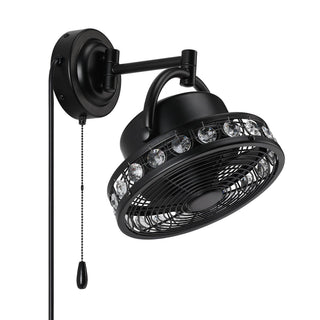 10" Modern Black Small Ceiling Fan with Pull Chain