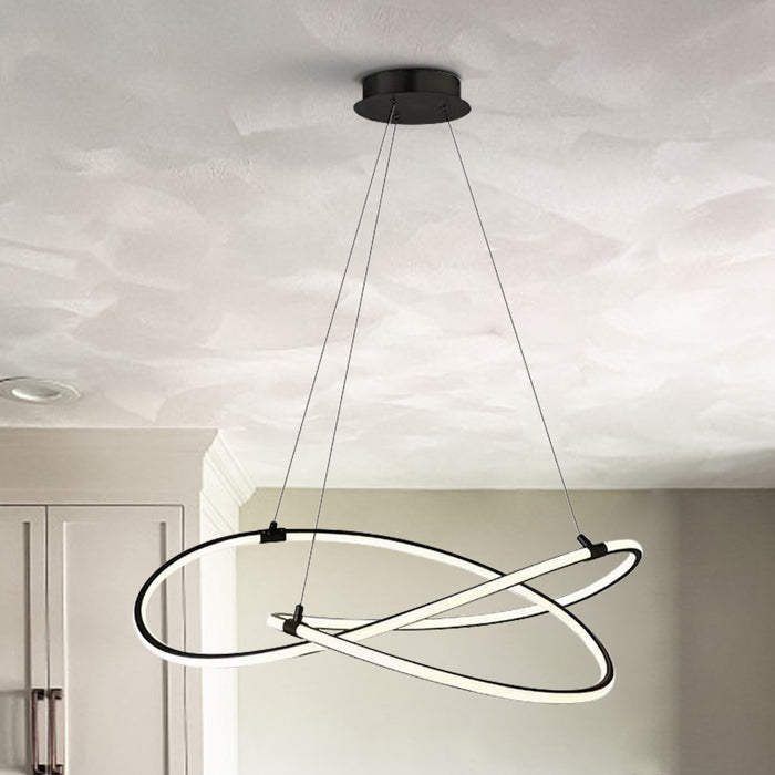 1-Light Modern Ring shape Black Pendant Lighting