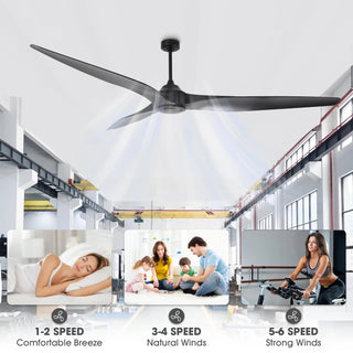 254 cm IP44 6-Speed Reversible 18000 CFM Large Ceiling Fan for Indoor&Outdoor Spaces