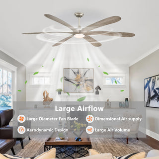 72" Jaydn Hamptons Farmhouse Satin Nickel DC Motor Downrod Mount Reversible Ceiling Fan with Lighting and Remote Control