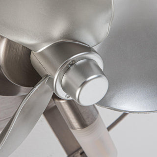 12" Industrial DC Motor Satin Nickel Flush Mount Reversible Iron Ceiling Fan with Lighting and Remote Control - ParrotUncle