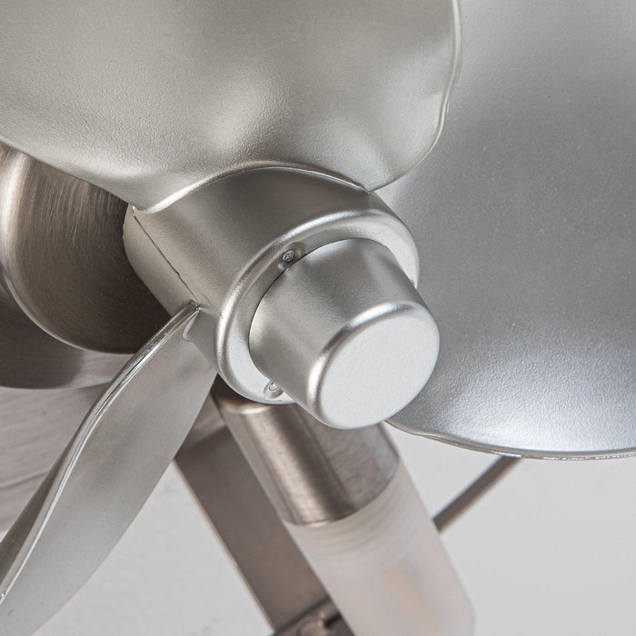 12" Industrial DC Motor Satin Nickel Flush Mount Reversible Iron Ceiling Fan with Lighting and Remote Control - ParrotUncle