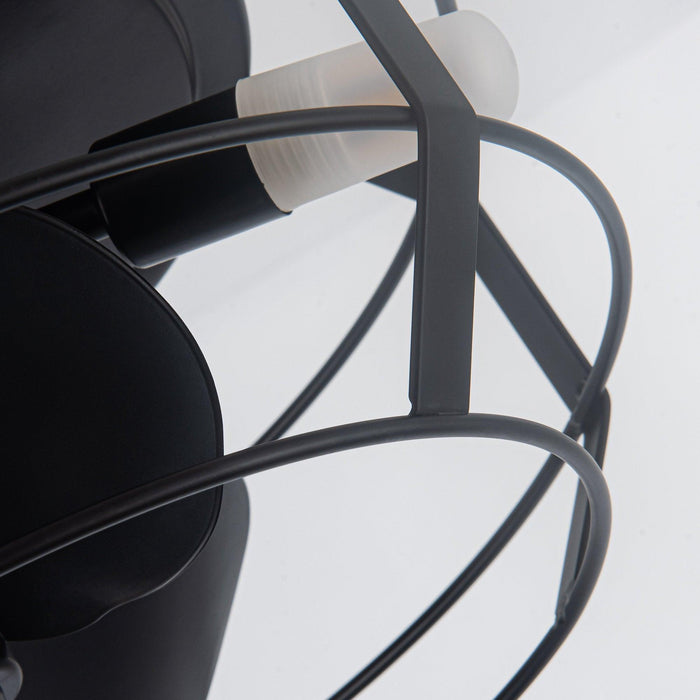 12" Industrial DC Motor Satin Nickel Flush Mount Reversible Iron Ceiling Fan with Lighting and Remote Control - ParrotUncle