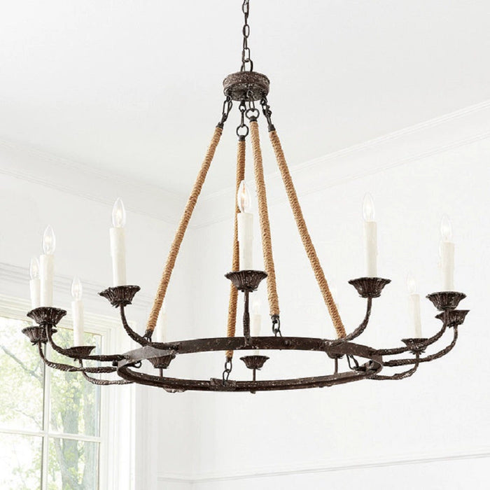 8-Light / 12-Light Farmhouse Rustic Iron Chandelier