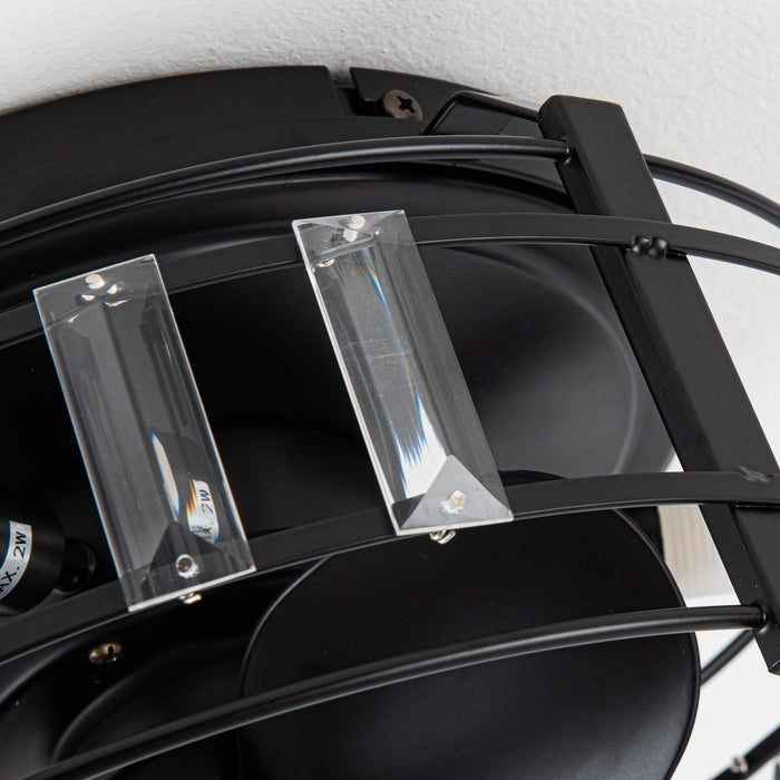 13" Industrial DC Motor Flush Mount Reversible Crystal Ceiling Fan with Lighting and Remote Control - ParrotUncle