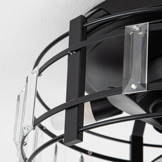 13" Modern DC Motor Flush Mount Reversible Crystal Ceiling Fan with Lighting and Remote Control