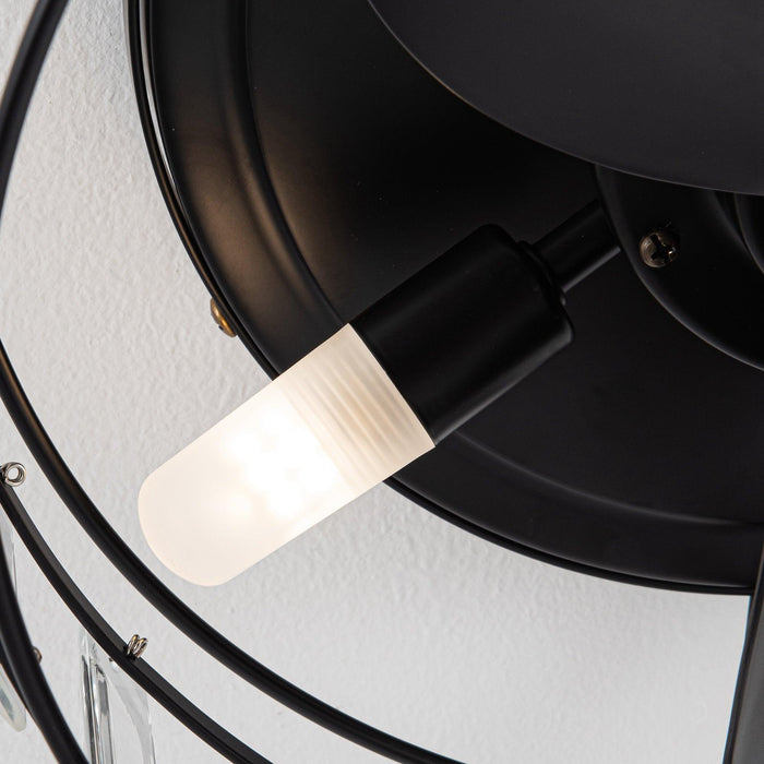 13" Industrial DC Motor Flush Mount Reversible Crystal Ceiling Fan with Lighting and Remote Control - ParrotUncle