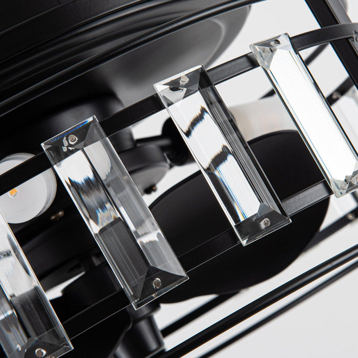 13" Industrial DC Motor Flush Mount Reversible Crystal Ceiling Fan with Lighting and Remote Control - ParrotUncle