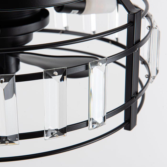 13" Industrial DC Motor Flush Mount Reversible Crystal Ceiling Fan with Lighting and Remote Control - ParrotUncle