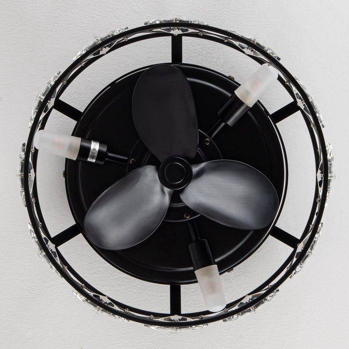 13" Srinager Industrial DC Motor Flush Mount Reversible Crystal Ceiling Fan with Lighting and Remote Control - ParrotUncle