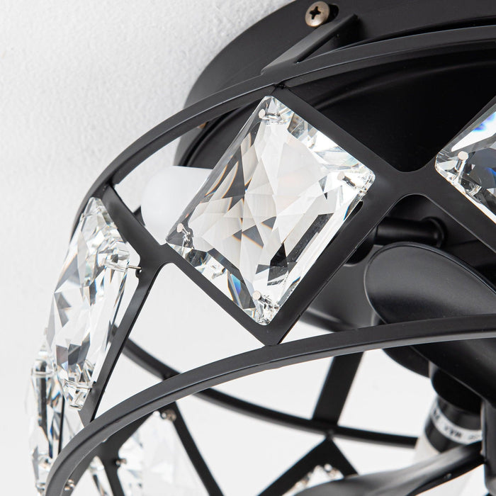 13" Srinager Industrial DC Motor Flush Mount Reversible Crystal Ceiling Fan with Lighting and Remote Control - ParrotUncle