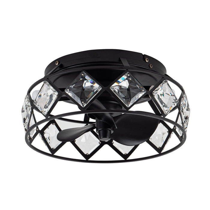 13" Srinager Industrial DC Motor Flush Mount Reversible Crystal Ceiling Fan with Lighting and Remote Control - ParrotUncle