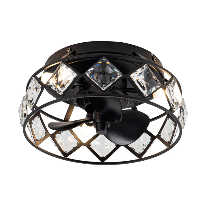 13" Srinager Industrial DC Motor Flush Mount Reversible Crystal Ceiling Fan with Lighting and Remote Control - ParrotUncle