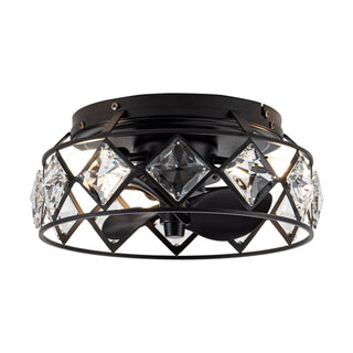 13" Srinager Modern DC Motor Flush Mount Reversible Crystal Ceiling Fan with Lighting and Remote Control