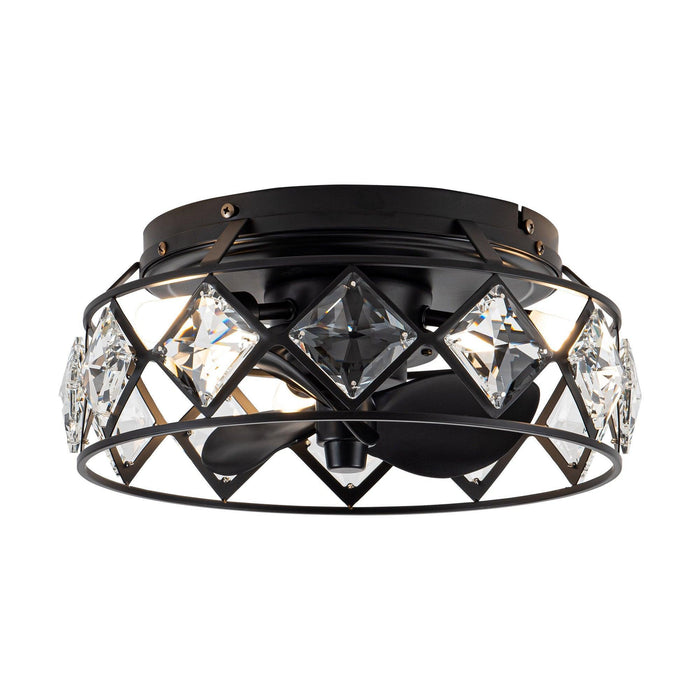 13" Srinager Industrial DC Motor Flush Mount Reversible Crystal Ceiling Fan with Lighting and Remote Control - ParrotUncle