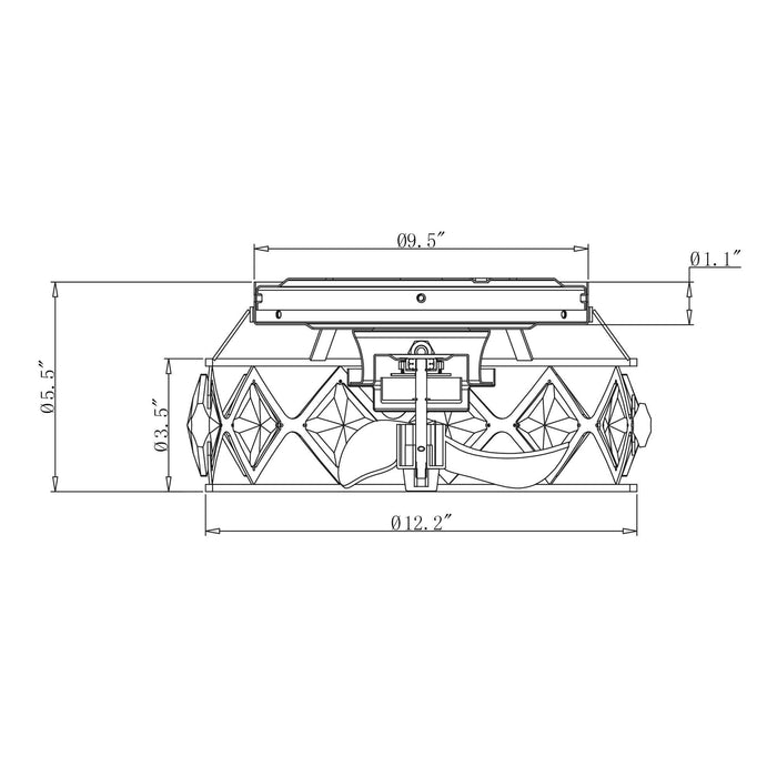 13" Srinager Industrial DC Motor Flush Mount Reversible Crystal Ceiling Fan with Lighting and Remote Control - ParrotUncle