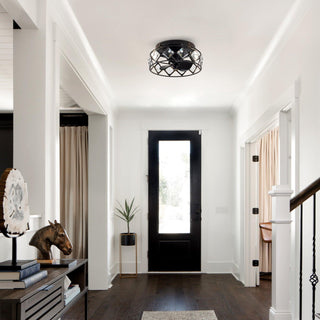 13" Srinager Industrial DC Motor Flush Mount Reversible Crystal Ceiling Fan with Lighting and Remote Control - ParrotUncle