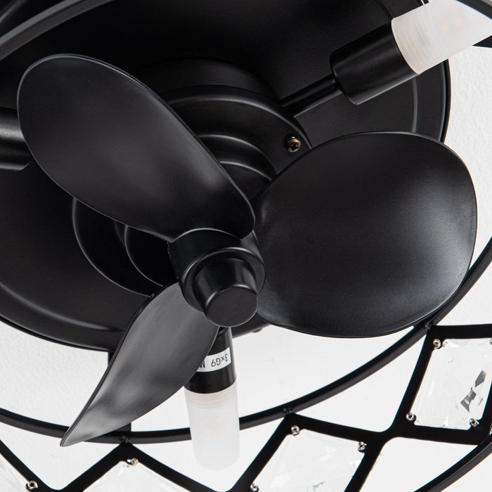 13" Srinager Industrial DC Motor Flush Mount Reversible Crystal Ceiling Fan with Lighting and Remote Control - ParrotUncle