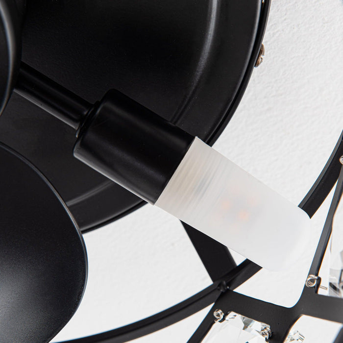 13" Srinager Industrial DC Motor Flush Mount Reversible Crystal Ceiling Fan with Lighting and Remote Control - ParrotUncle