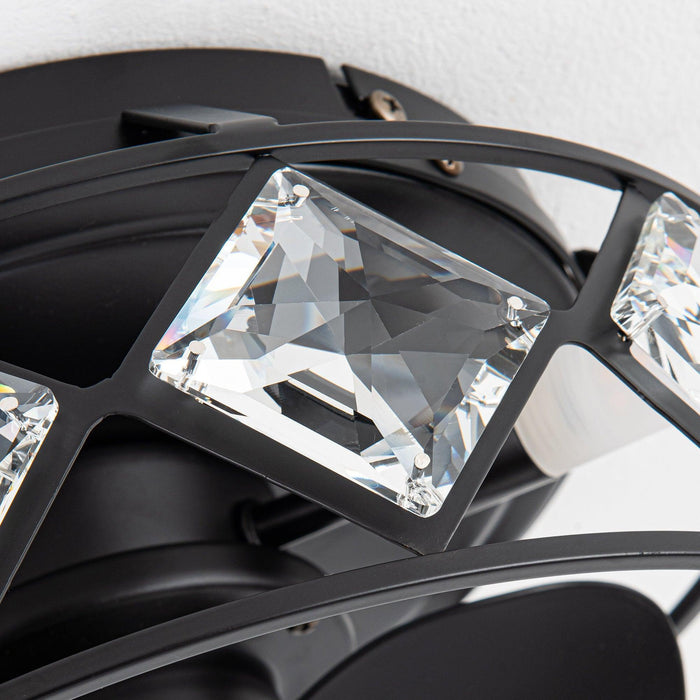 13" Srinager Industrial DC Motor Flush Mount Reversible Crystal Ceiling Fan with Lighting and Remote Control - ParrotUncle