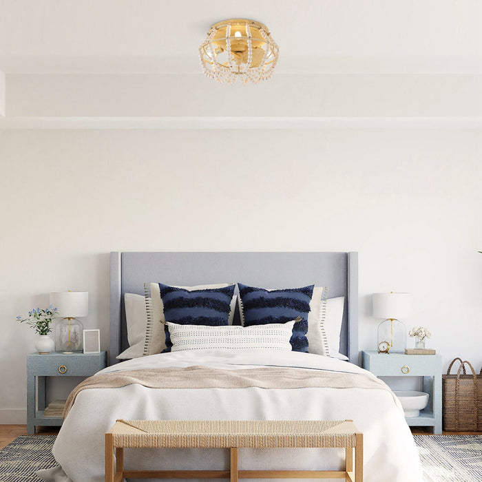 13" Traditional DC Motor Flush Mount Reversible Ceiling Fan with Lighting and Remote Control - ParrotUncle