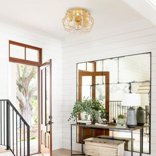 13" Traditional DC Motor Flush Mount Reversible Ceiling Fan with Lighting and Remote Control - ParrotUncle