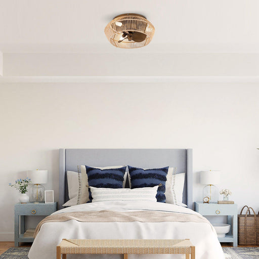 14" Farmhouse DC Motor Flush Mount Reversible Iron Ceiling Fan with LED Lighting and Remote Control - ParrotUncle