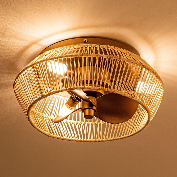 14" Farmhouse DC Motor Flush Mount Reversible Iron Ceiling Fan with LED Lighting and Remote Control - ParrotUncle