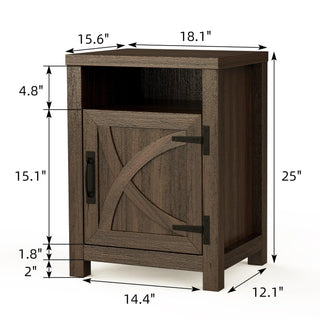 18" Farmhouse Solid Wood Nightstand for Bedroom