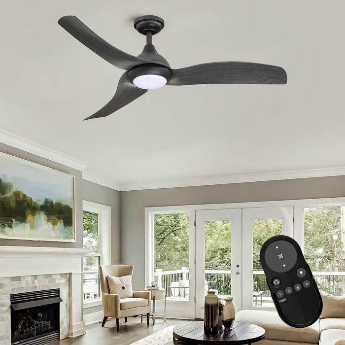 52" Industrial DC Motor Downrod Mount Reversible Ceiling Fan with LED Lighting and Remote Control