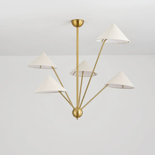 5-Light Hamptons Modern Golden Island Chandelier With Adjustable Hanging Length for Dining Area