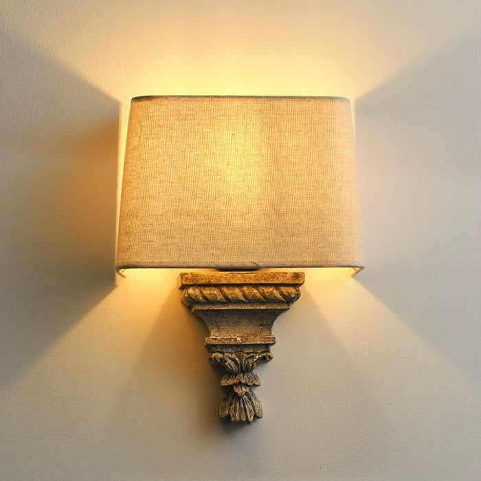 1 Light Wall Sconce with White Fabric Shade