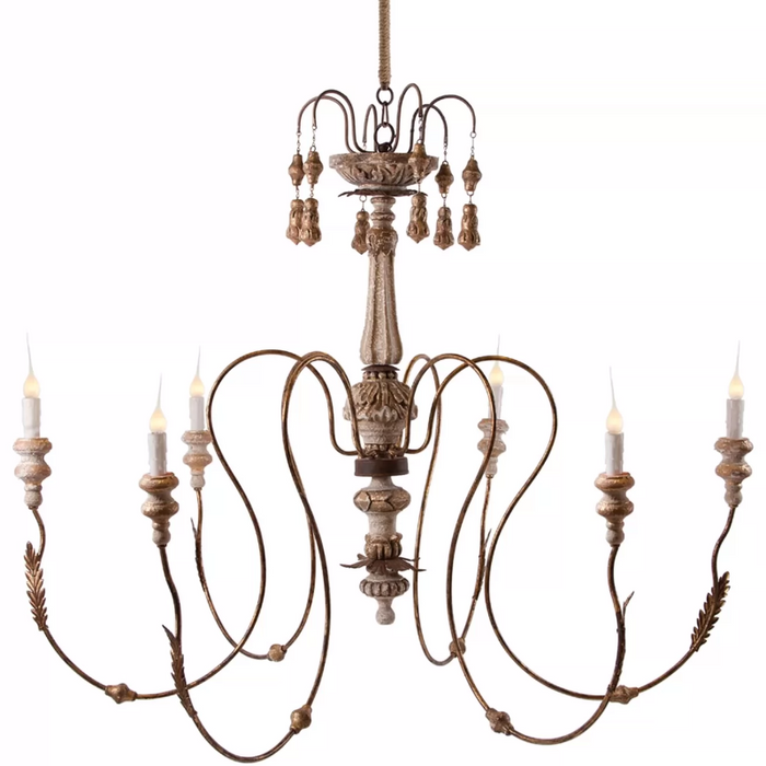 8-Light Brown Farmhouse Vintage Pendant Lighting With Adjustable Hanging Length