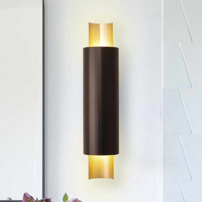 2-Light Modern Black and Golden Wall Light