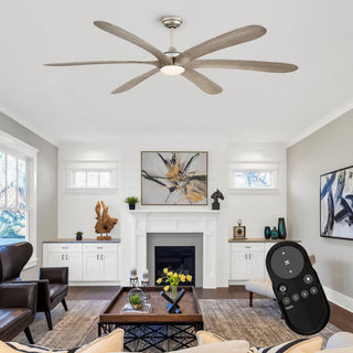 72" Jaydn Hamptons Farmhouse Satin Nickel DC Motor Downrod Mount Reversible Ceiling Fan with Lighting and Remote Control