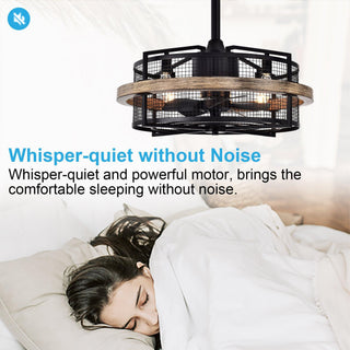 20" Industrial Downrod Mount Caged Ceiling Fan with Lighting and Remote Control