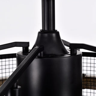 20" Industrial Downrod Mount Caged Ceiling Fan with Lighting and Remote Control