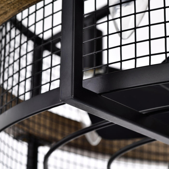 20" Industrial Downrod Mount Fandelier Ceiling Fan with Lighting and Remote Control - ParrotUncle