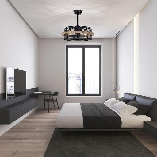 20" Industrial Downrod Mount Fandelier Ceiling Fan with Lighting and Remote Control - ParrotUncle