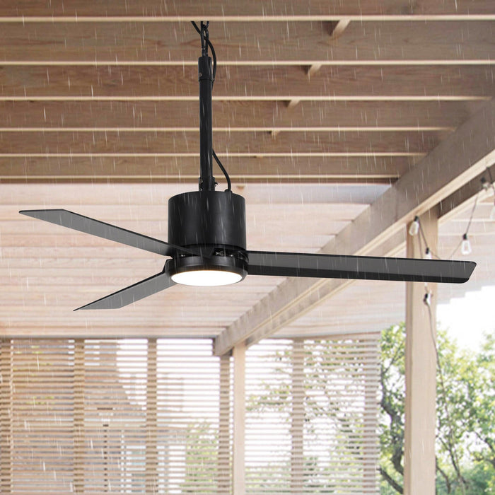 42 Inch Rhine Indoor/Wet Outdoor IP65 Black Anywhere Waterproof Ceiling Fan with LED Light and Convenient Hanging Hook