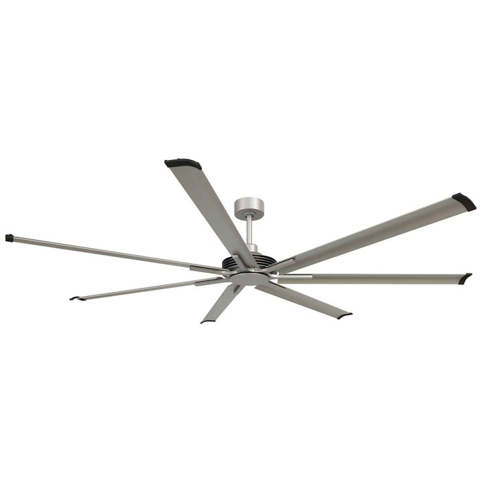 213 cm / 254 cm Silent Storm Extra Large Ceiling Fan, 7-Blade Aluminum Reversible DC Motor, 6-Speed Remote Control, Industrial Low Profile Fan for Large Indoor Spaces, Brushed Metal Finish
