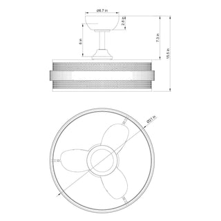 21" Nilgiri Industrial DC Motor Downrod Mount Reversible Ceiling Fan with LED Lighting and Remote Control