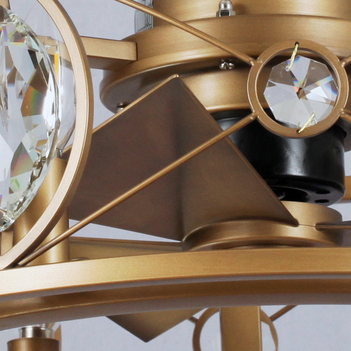 22" Kashmir Industrial Glod Reversible Crystal Fandelier Ceiling Fan with Lighting and Remote Control - ParrotUncle