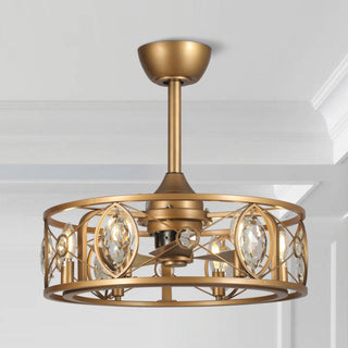 22" Kashmir Modern Glod Reversible Crystal Ceiling Fan with Lighting and Remote Control